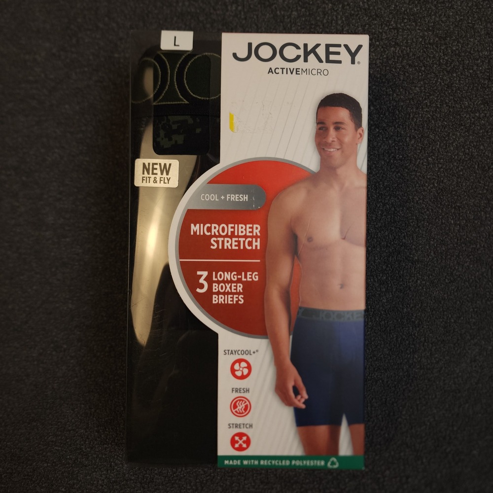 Jockey Active Micro Boxer Briefs Mens Large Black Boxer Briefs Microfiber